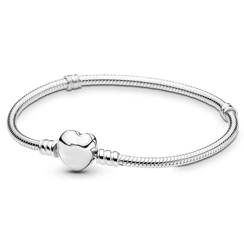 Exquisite Bracelet: Heart Clasp Love Buckle with Snake Chain - Heart Crafted Gifts
