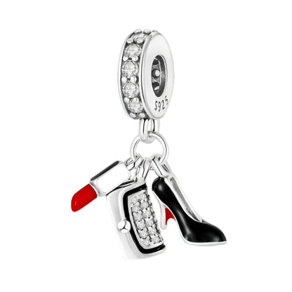 Pandora Girls Lipstick, Heels Purse Trio Charm - Heart Crafted Gifts