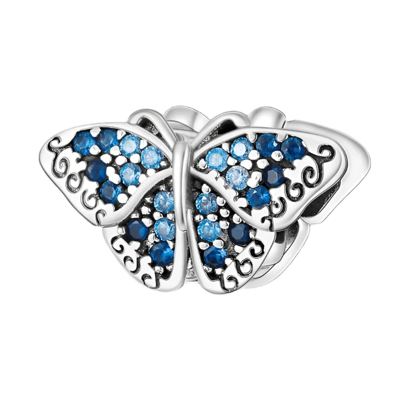 Blue Silver Butterfly Charms For Pandora Bracelets & Necklaces - Heart Crafted Gifts