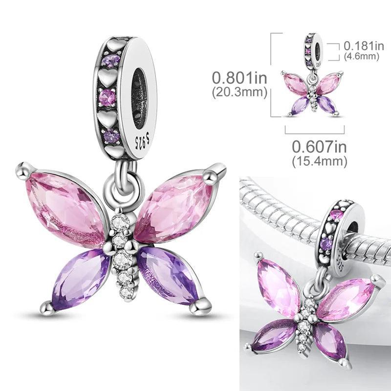 Pink & Purple Butterfly Charms Pandora - Heart Crafted Gifts