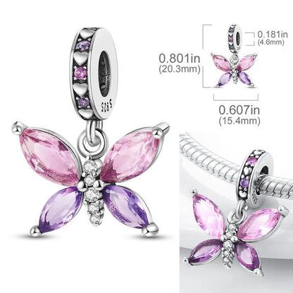 Pink & Purple Butterfly Charms Pandora - Heart Crafted Gifts