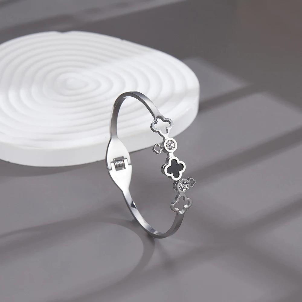 Four-Leaf Flower Bangles: Clover Bracelet - Heart Crafted Gifts