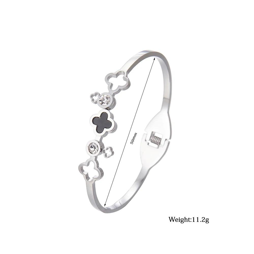 Four-Leaf Flower Bangles: Clover Bracelet - Heart Crafted Gifts