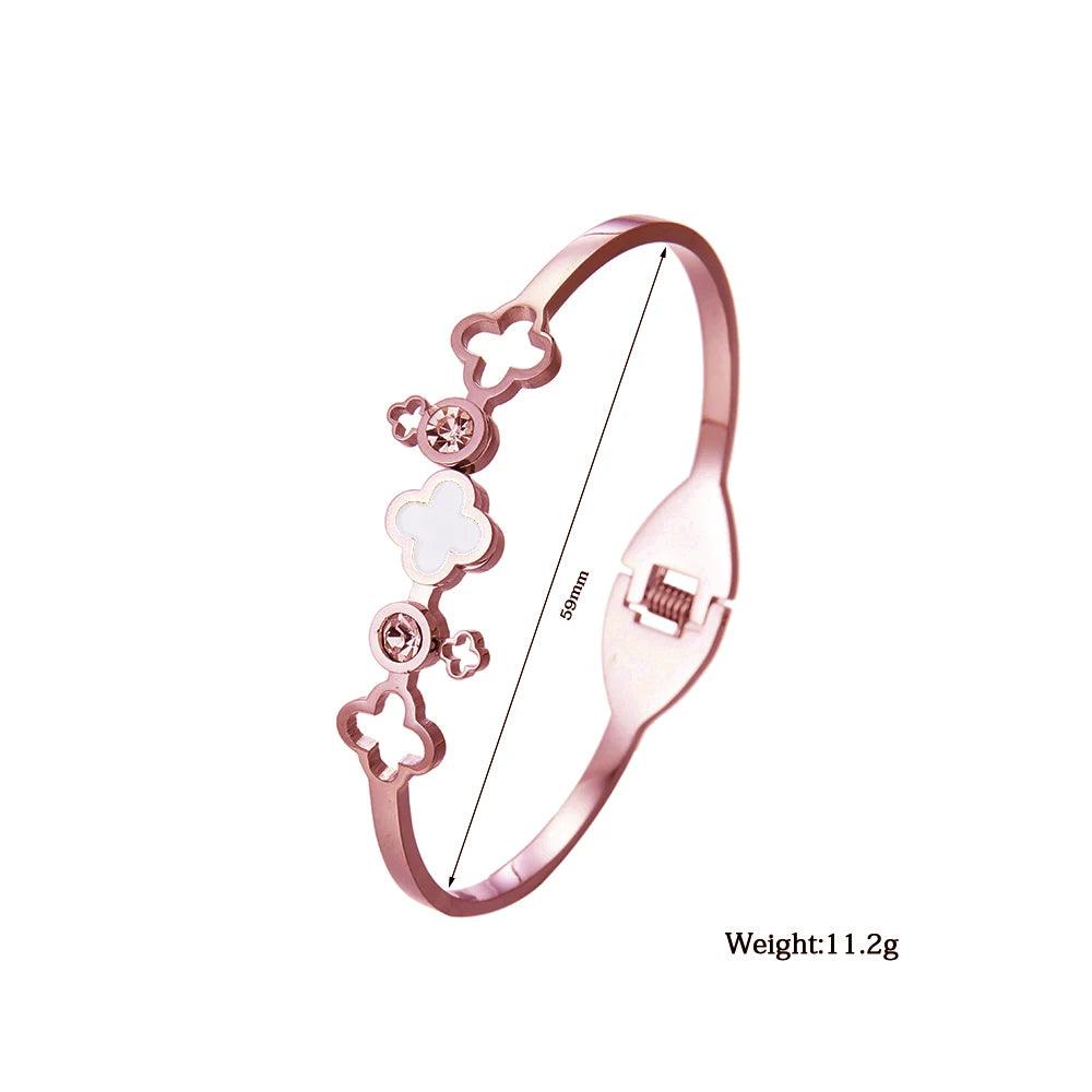 Four-Leaf Flower Bangles: Clover Bracelet - Heart Crafted Gifts