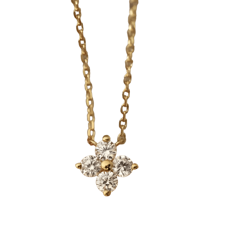 Four Leaf Flower Necklace: 18K Gold Plating on Sterling Silver - Heart Crafted Gifts
