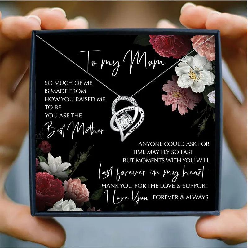 Heart Necklace for Mom with heartfelt Message: "I love you to the moon and back" - Heart Crafted Gifts