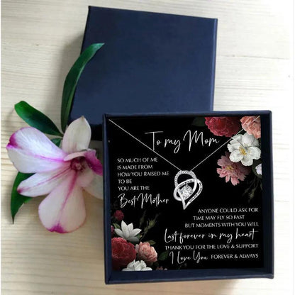 Heart Necklace for Mom with heartfelt Message: "I love you to the moon and back" - Heart Crafted Gifts