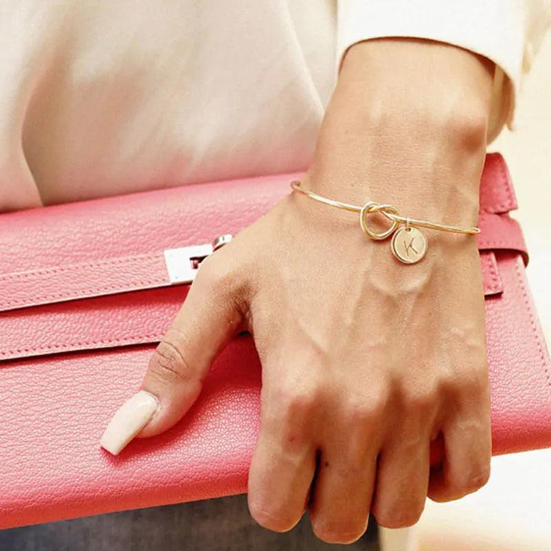 Heartfelt Elegance: Alphabet Letters Initial Charm Adjustable Bracelet - Heart Crafted Gifts