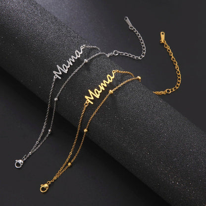 Letter 'Mama' Charm Bracelet in double Layer Chain: Mother's Day Gift - Heart Crafted Gifts