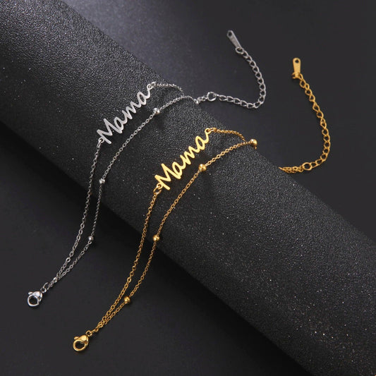 Letter 'Mama' Charm Bracelet in double Layer Chain: Mother's Day Gift - Heart Crafted Gifts
