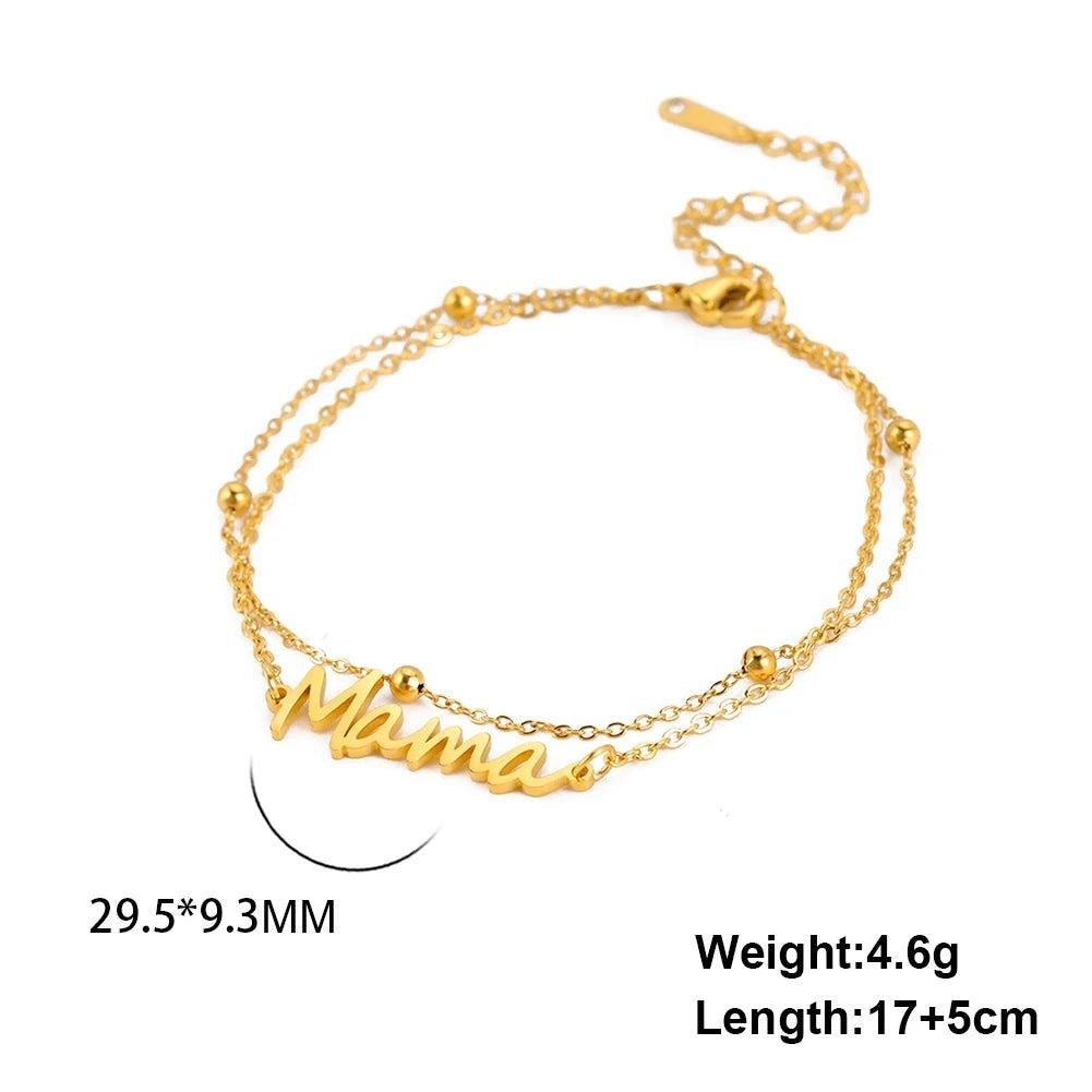 Letter 'Mama' Charm Bracelet in double Layer Chain: Mother's Day Gift - Heart Crafted Gifts