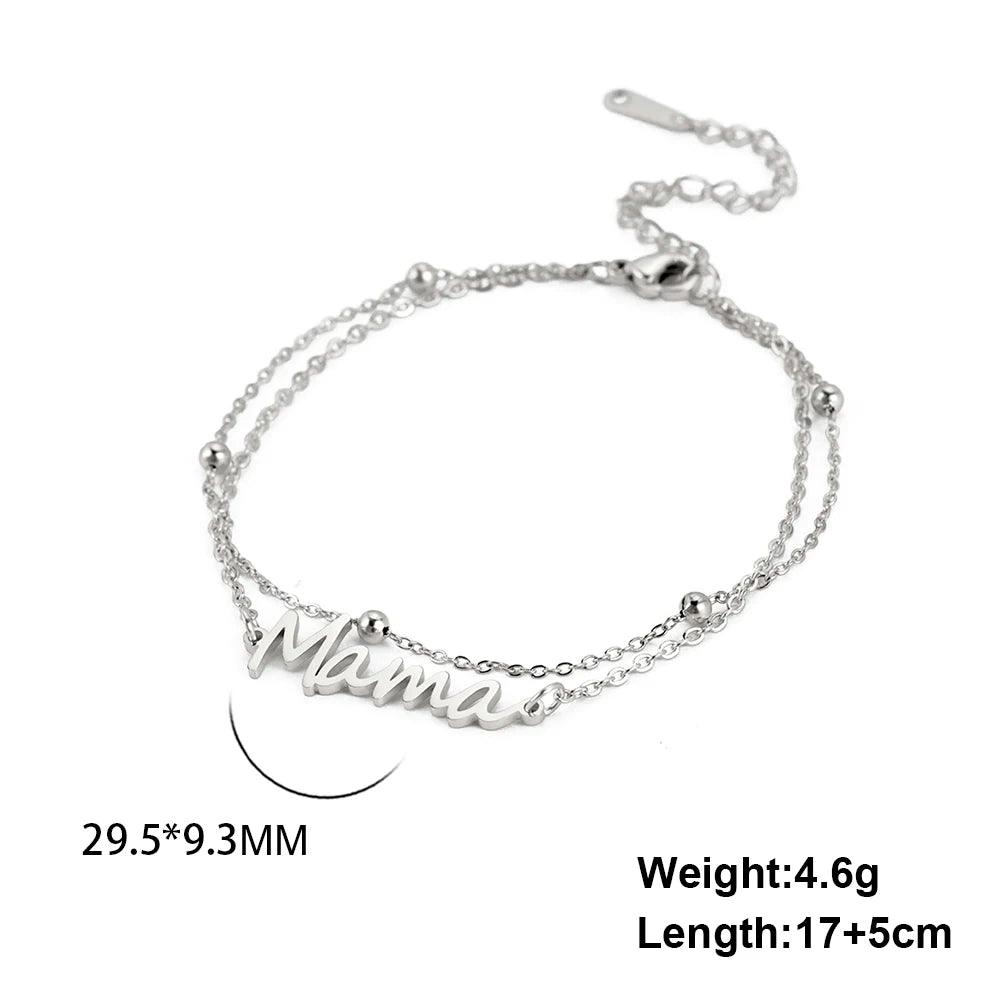 Letter 'Mama' Charm Bracelet in double Layer Chain: Mother's Day Gift - Heart Crafted Gifts