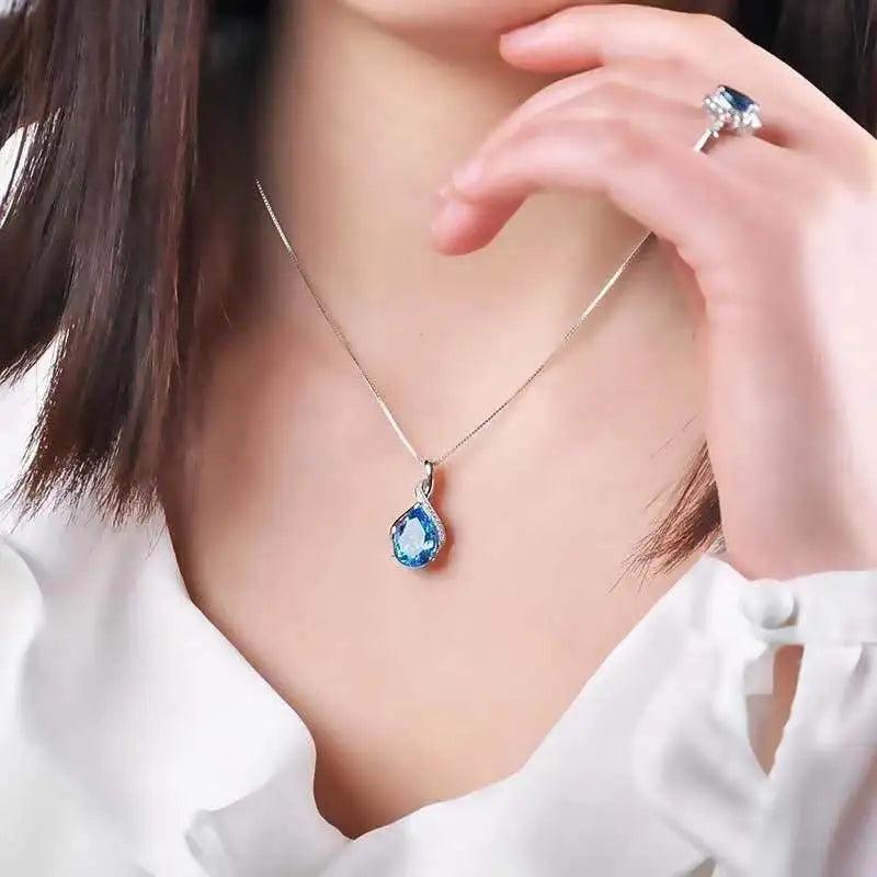 March Birthstone: Aquamarine Sterling Silver Necklace at Heart Crafted Gifts
