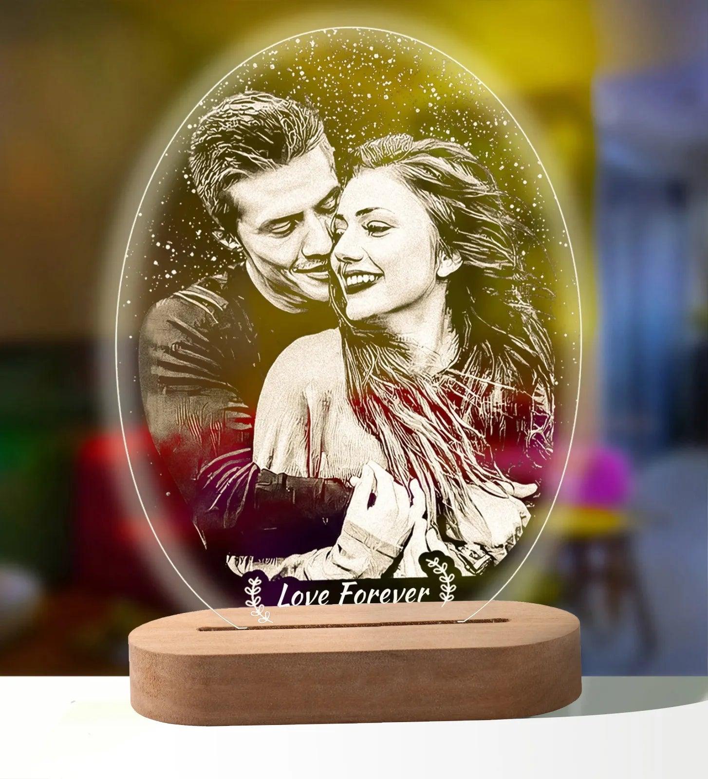 Personalized 3D Photo Lamp with Custom Photo & Text - Heart Crafted Gifts