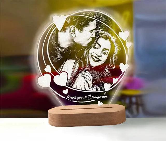Personalized 3D Photo Lamp with Custom Photo & Text - Heart Crafted Gifts