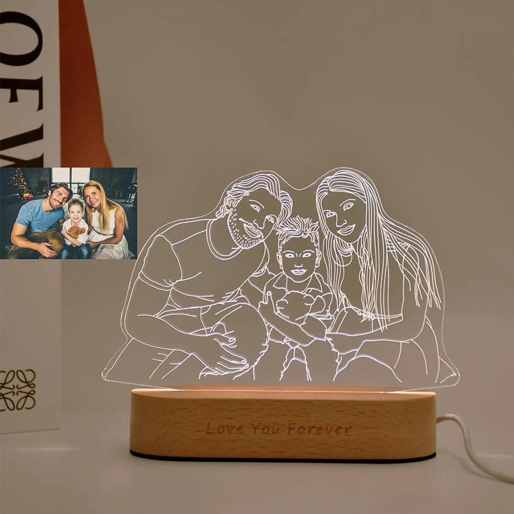 Personalized 3D Photo Lamp with Custom Photo & Text - Heart Crafted Gifts