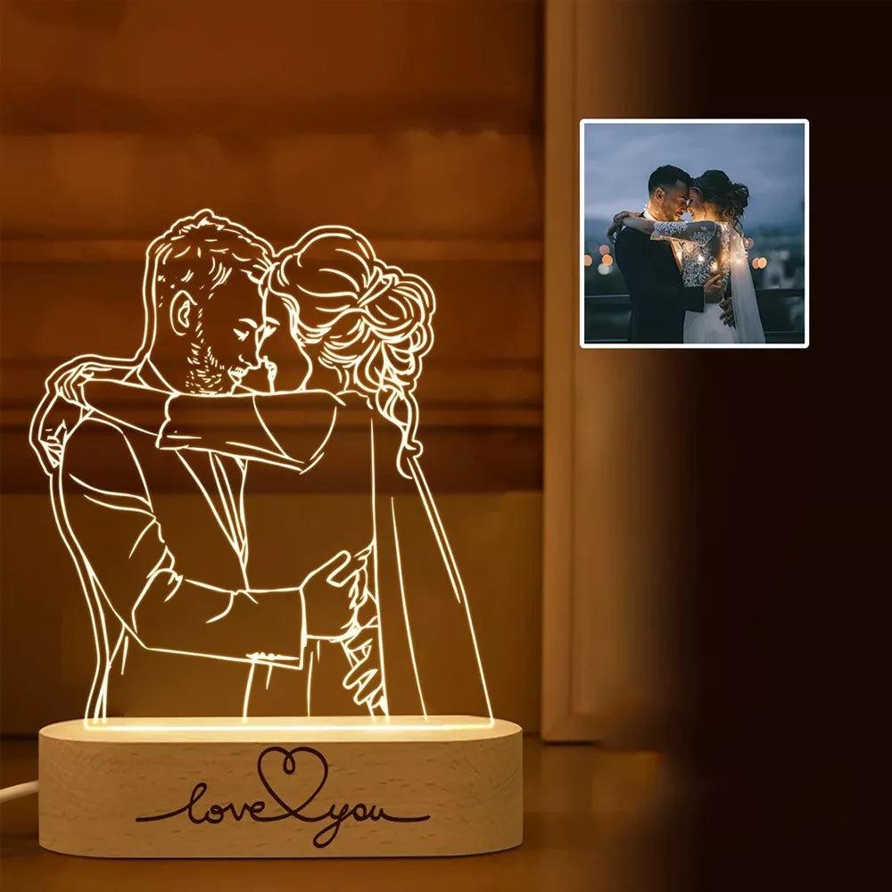 Personalized 3D Photo Lamp with Custom Photo & Text - Heart Crafted Gifts