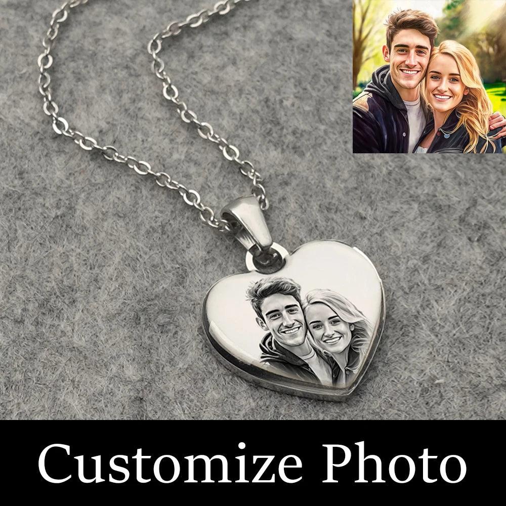 Customize Picture Necklace: Custom Photo Pendant - Heart Crafted Gifts