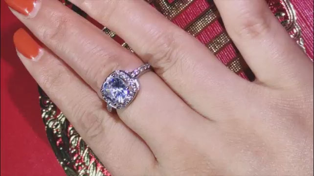 925 Sterling Silver Halo Engagement Ring