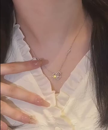 925 Sterling Silver Sparkling Elevated Heart Necklace