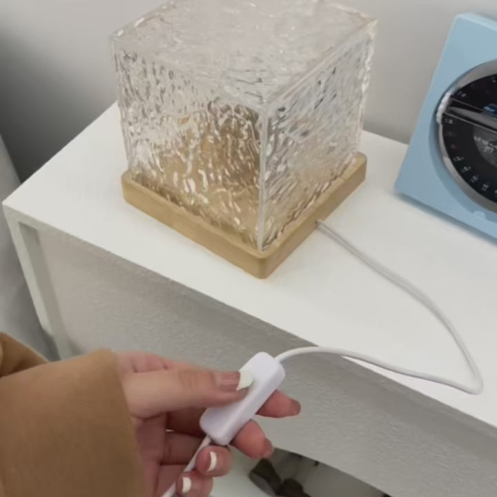 Dynamic Rotating Water Ripple Projector Night Light: Flame Crystal Lamp video