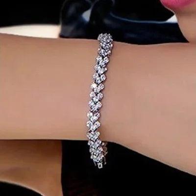 Radiant Love: Women's Fashion Sterling Silver Heart Crystal Bracelet - Heart Crafted Gifts