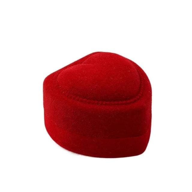 Red Velvet Heart-Shaped Ring Box: Romantic Gifting - Heart Crafted Gifts
