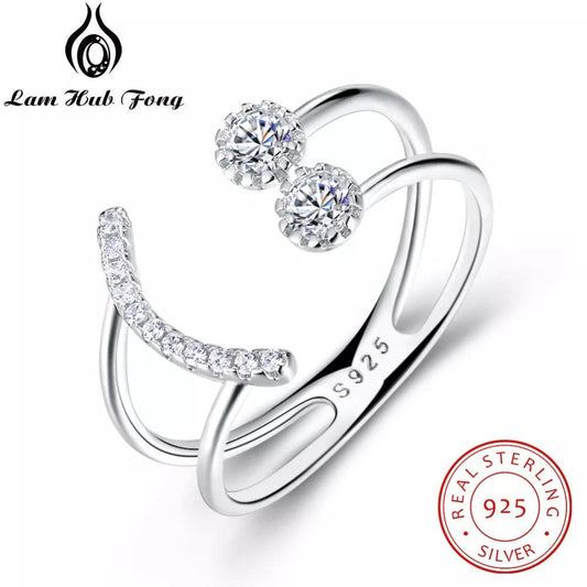 Resizable Sterling Silver Ring: Adjustable with Cubic Zircon - Heart Crafted Gifts