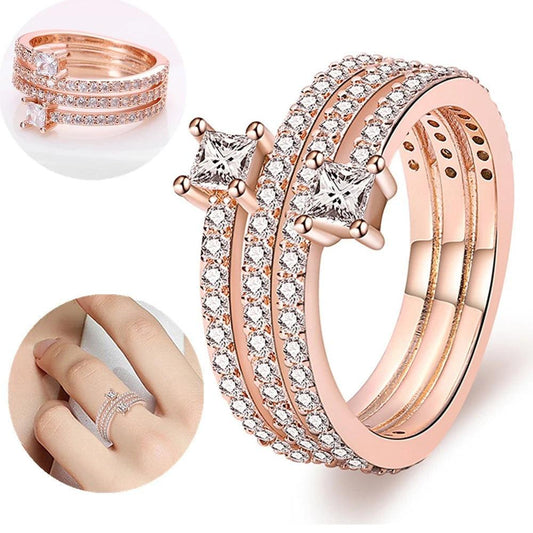 Rose Gold Plated 925 Silver Sparkling Stackable Rings - Heart Crafted Gifts