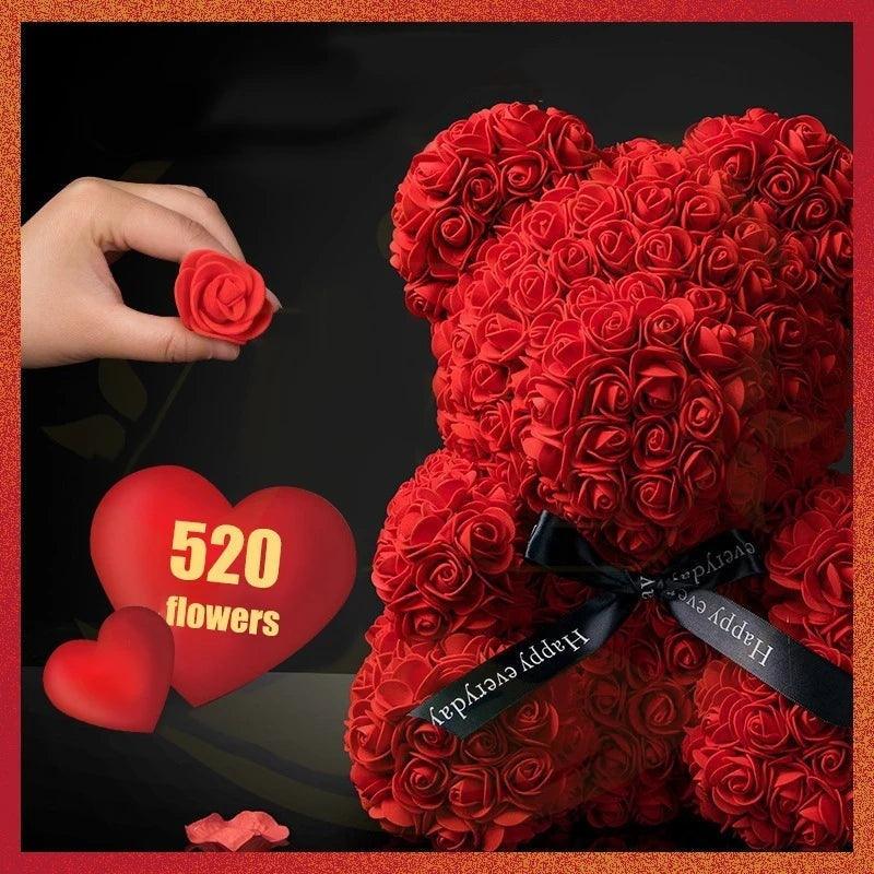 Rose Teddy Bear with LED Light: Eternal Love Blooms - Heart Crafted Gifts