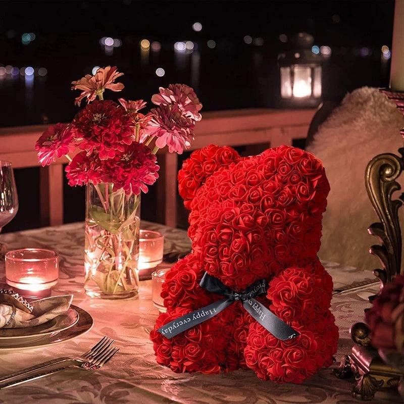 Rose Teddy Bear with LED Light: Eternal Love Blooms - Heart Crafted Gifts