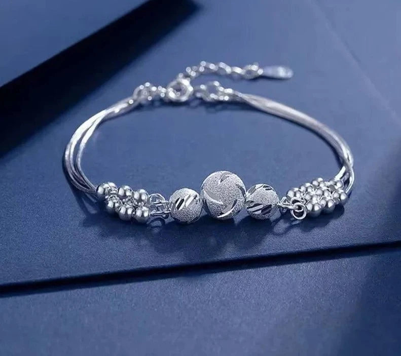 Sterling Silver Beads Ball chain Bracelet - Heart Crafted Gifts