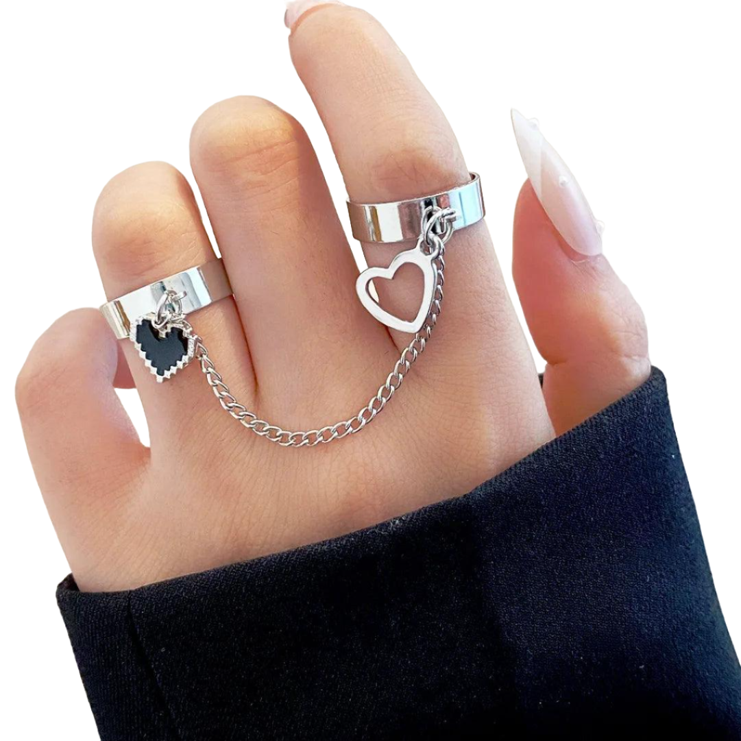 Two Finger Ring Silver in Sterling Silver - Heart Crafted Gifts