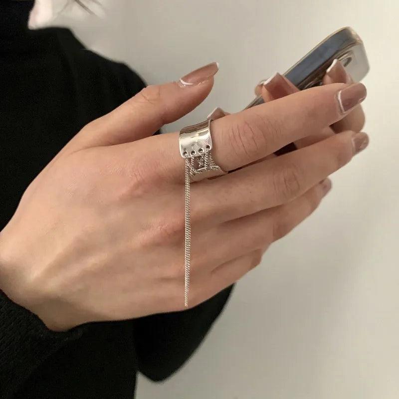 Tassel Finger Ring Silver in Sterling Silver - Heart Crafted Gifts