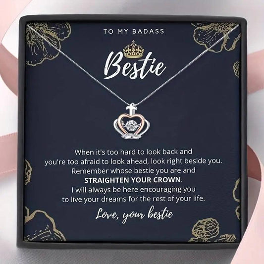 Uniquely Designed Gift for your Bestie - Crown Necklace with Loving Message - Heart Crafted Gifts